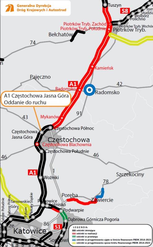 15 lutego udostpniono wze Czstochowa Jasna Gra na A1
